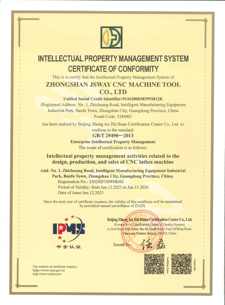 INTELLECTUAL PROPERTY MANAGEMENT SYSTEMCERTIFICATE OF CONFORMITY